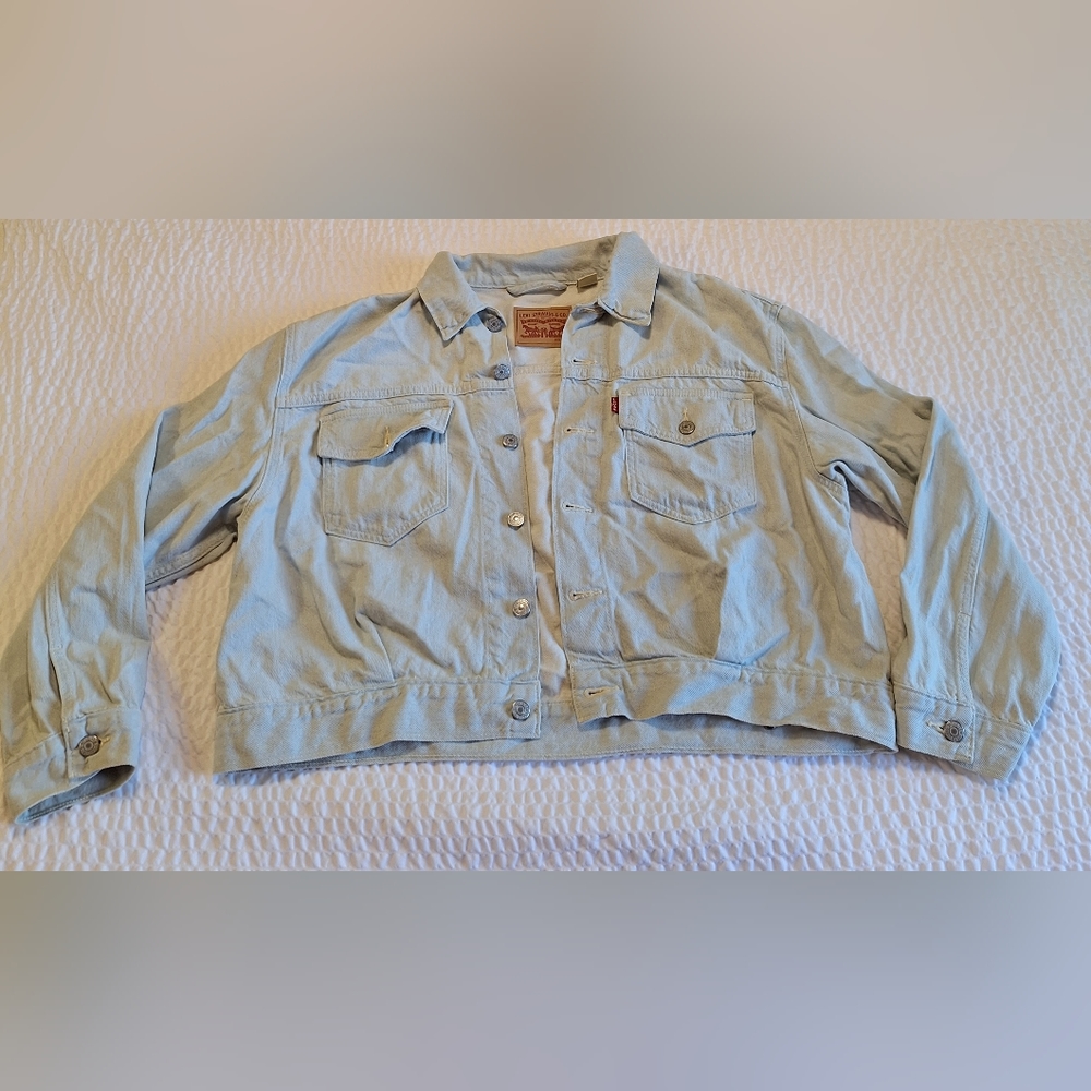 VTG LEVI'S XL Denim Jacket Short Light Wash Pockets Button Up Y2K Cowgirl Ranch